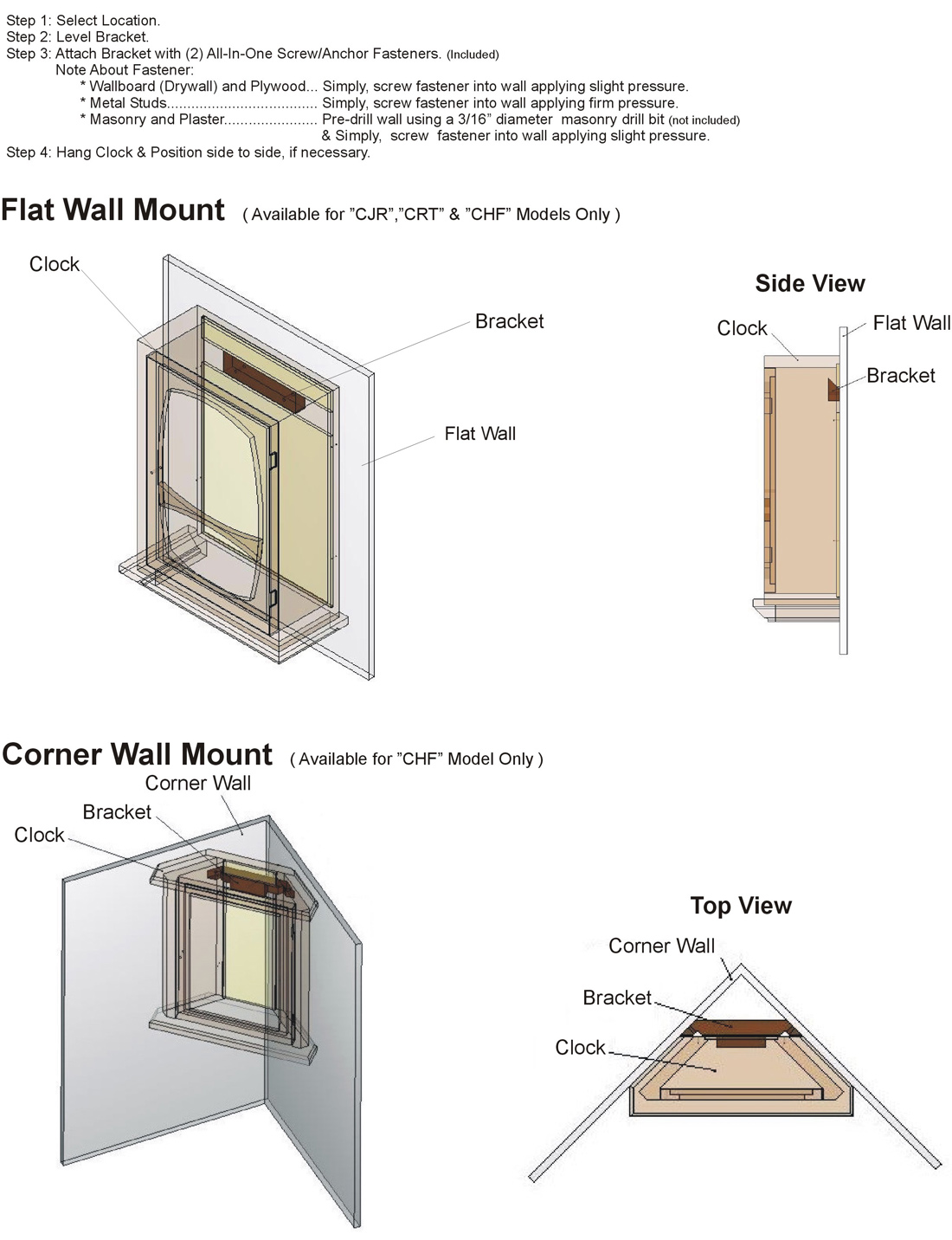 Flat Wall Mount - Angled View